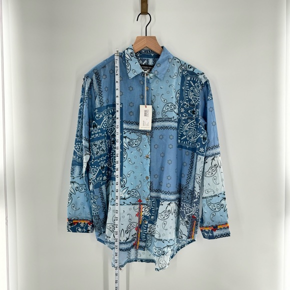 New! Johnny Was Workshop Oversized Shirt Bandana Pattern Embroidered Top Boho XS - Picture 10 of 10